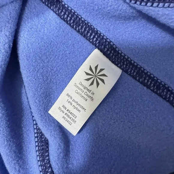 Athleta Blue Full Zip Hooded Fleece Jacket Athletic Active Gym Sweater XS - Picture 10 of 11